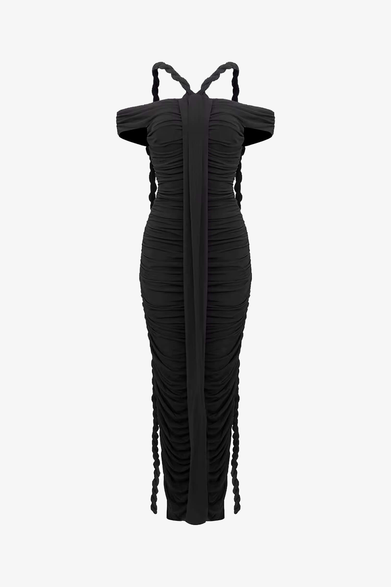 Black Bardot Bodycon Maxi Dress