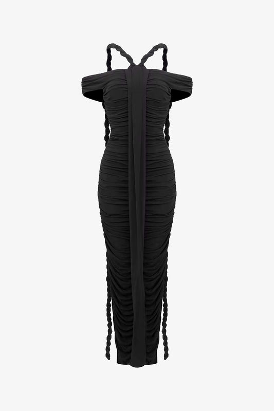 Black Bardot Bodycon Maxi Dress