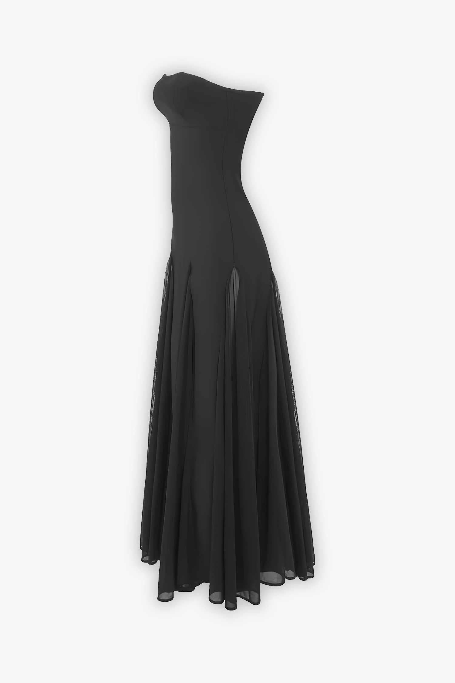 Black A-Line Strapless Bandage Maxi Dress