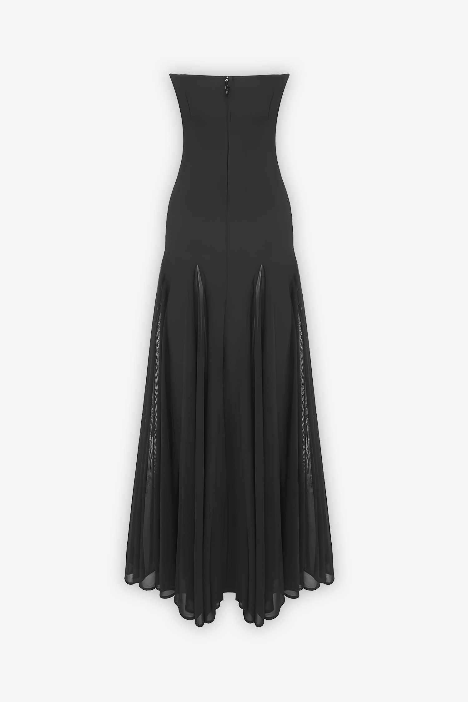 Black A-Line Strapless Bandage Maxi Dress