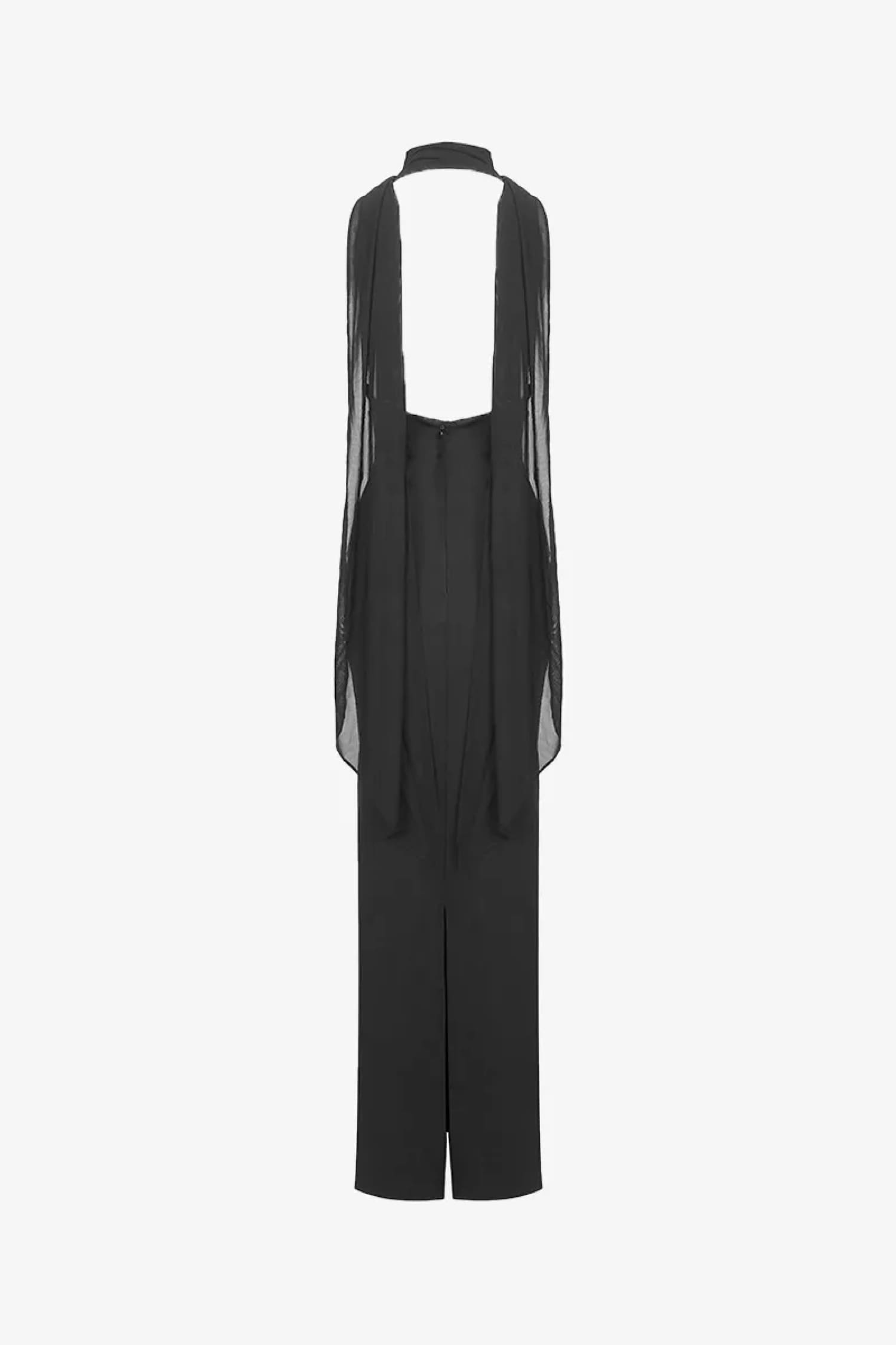 Black Halter Draped Maxi Dress