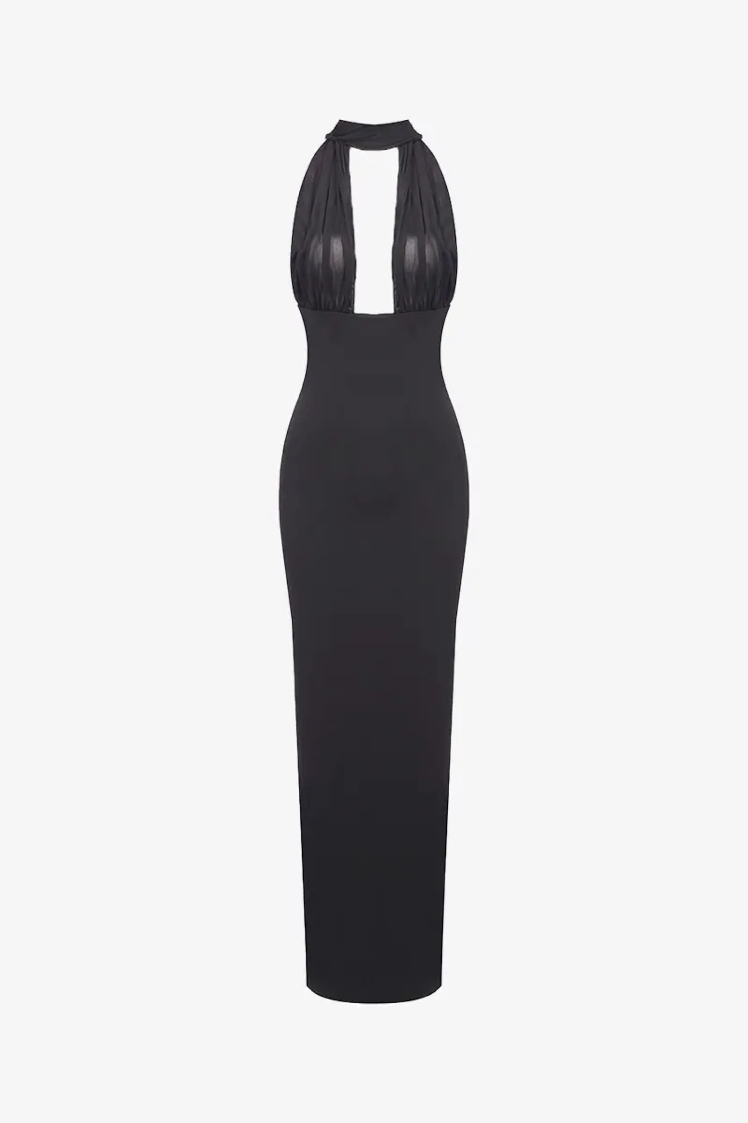 Black Halter Draped Maxi Dress / Xs