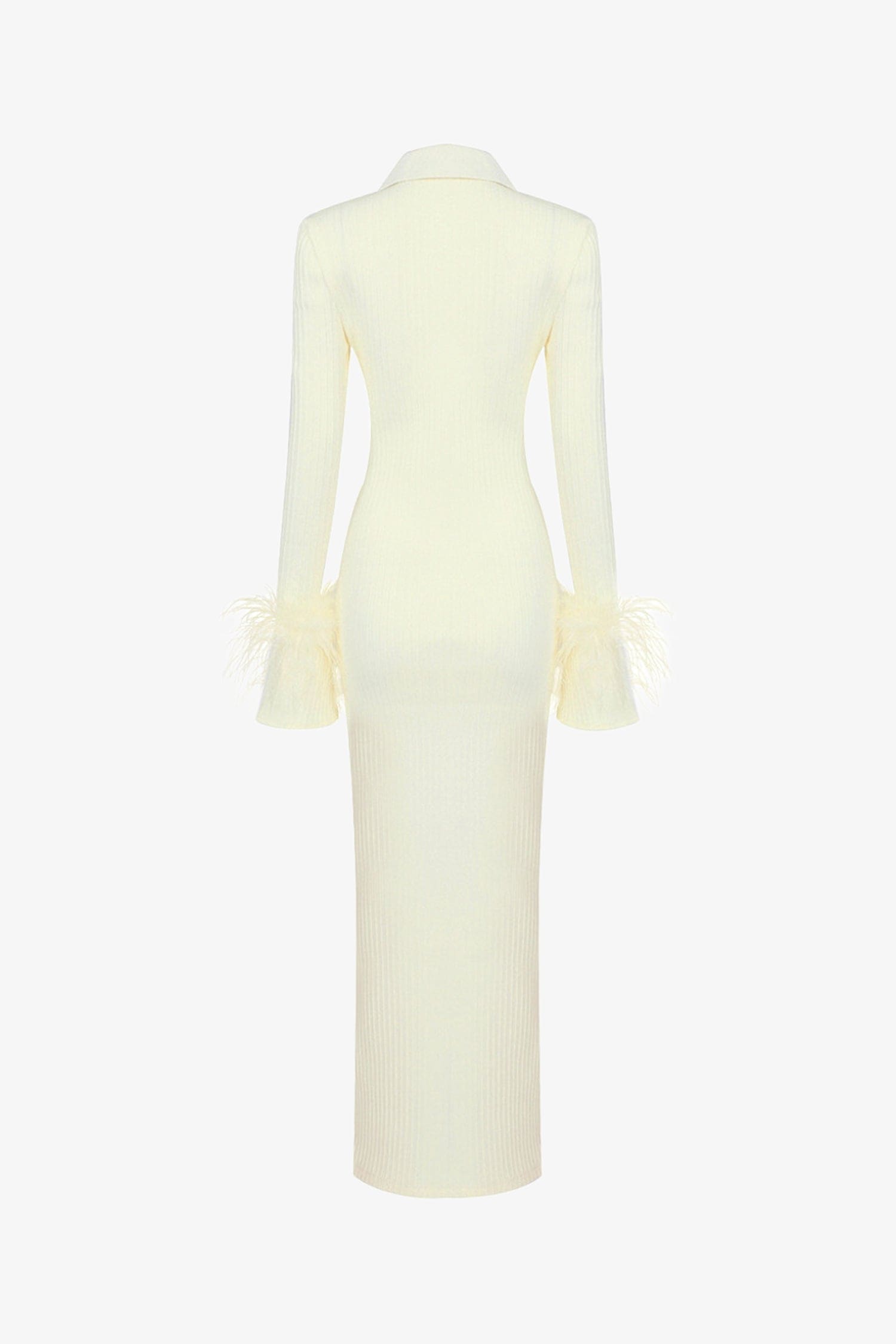 Light Yellow Long Sleeve Ribbed Maxi Dress