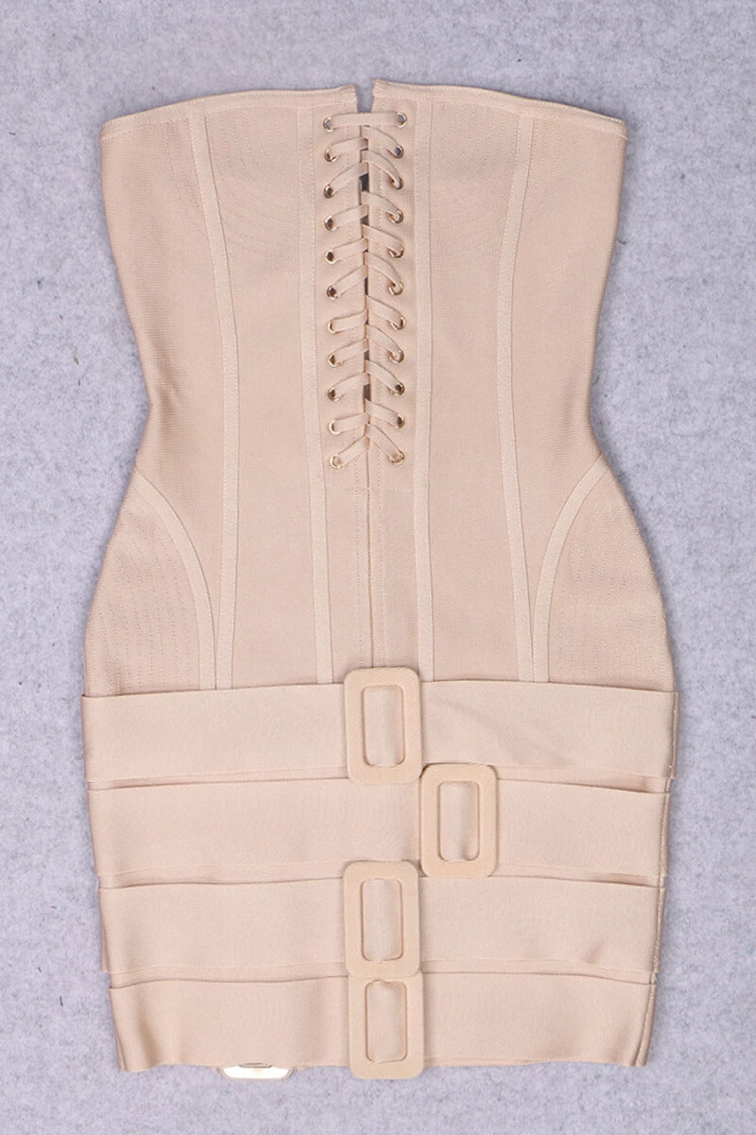 Nude Bandage Strapless Corset Mini Dress