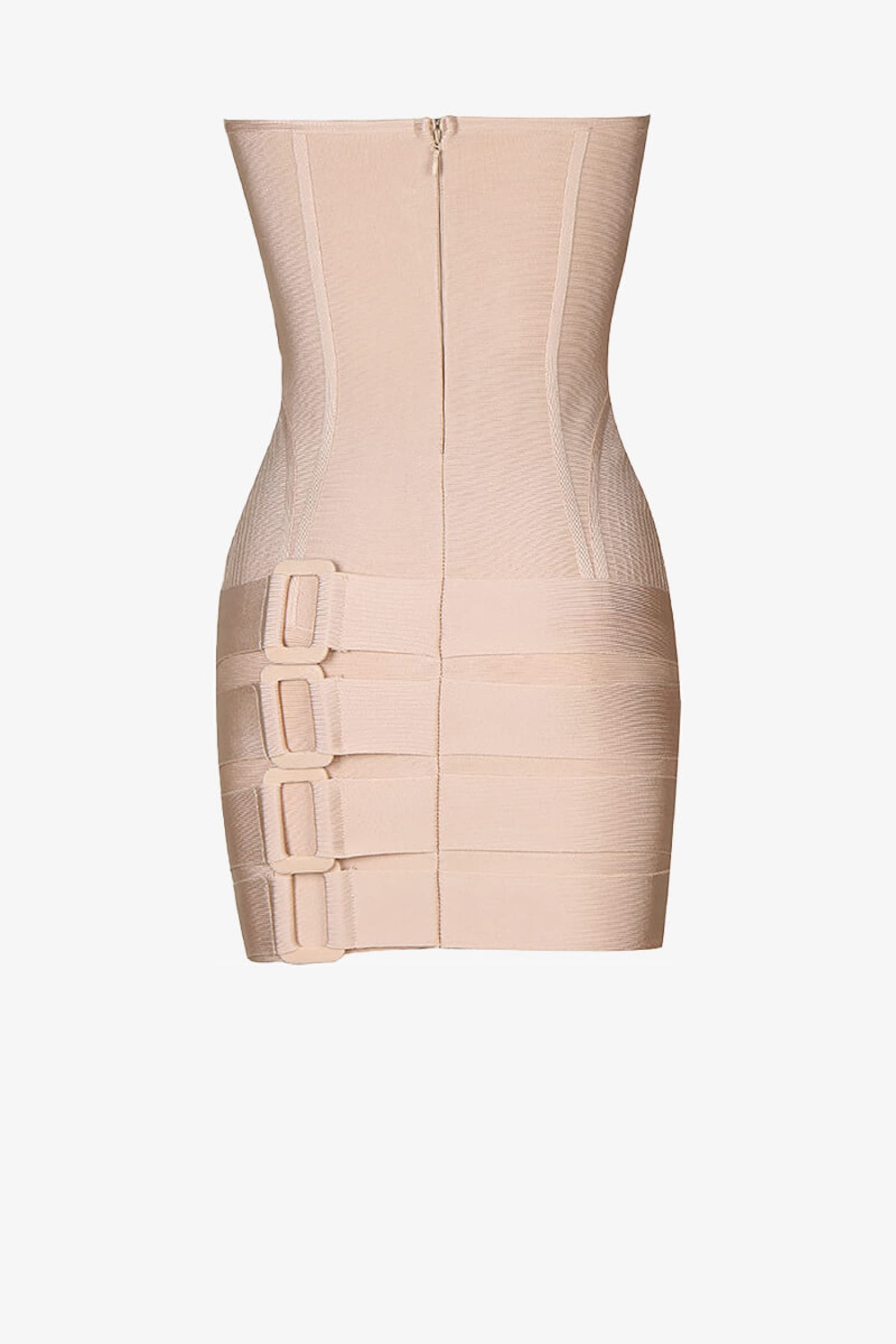 Nude Bandage Strapless Corset Mini Dress