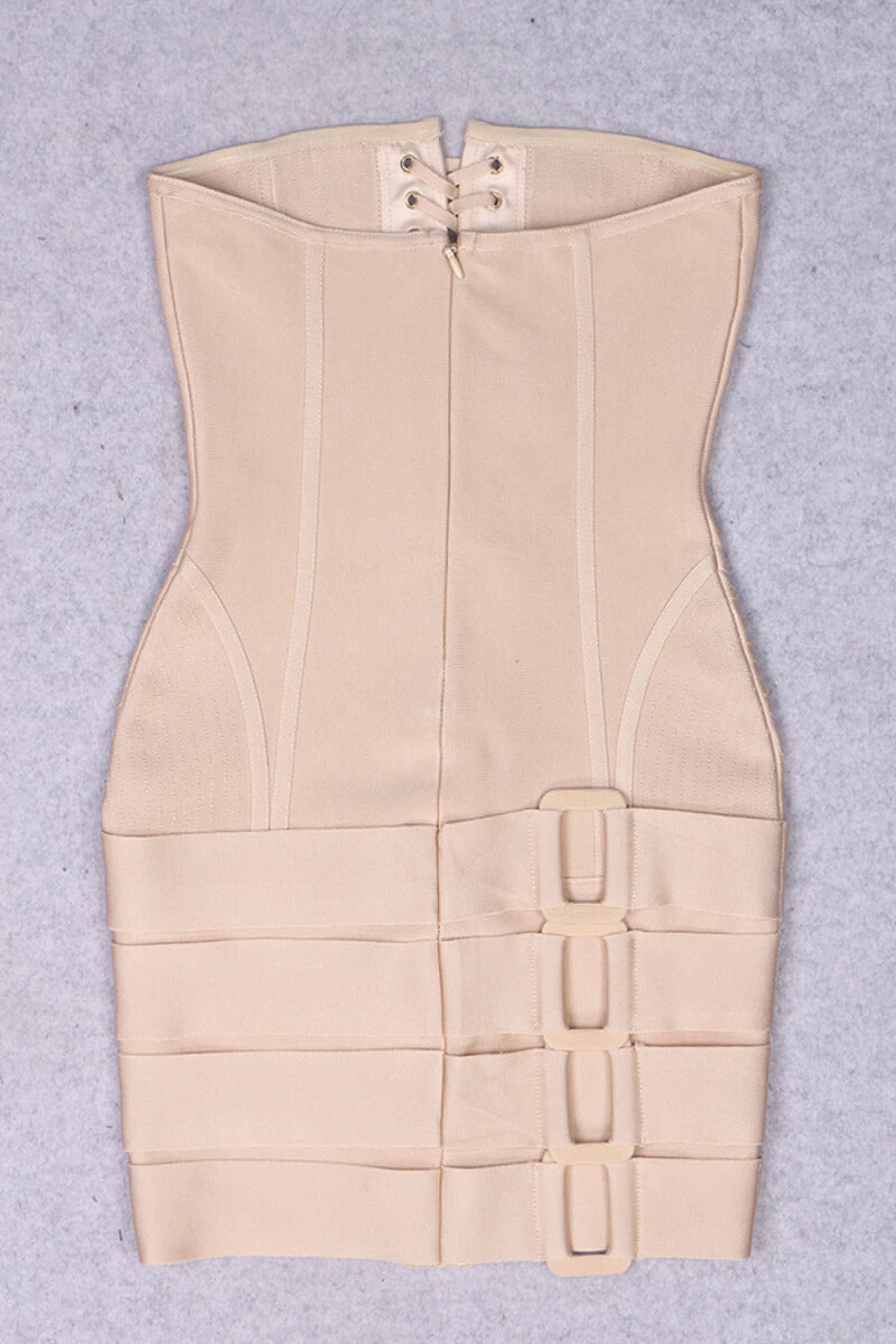 Nude Bandage Strapless Corset Mini Dress