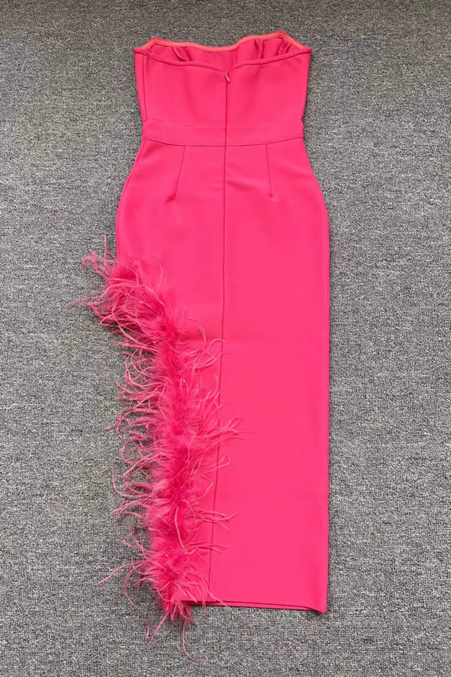 Pink High Low Knee Length Strapless Dress