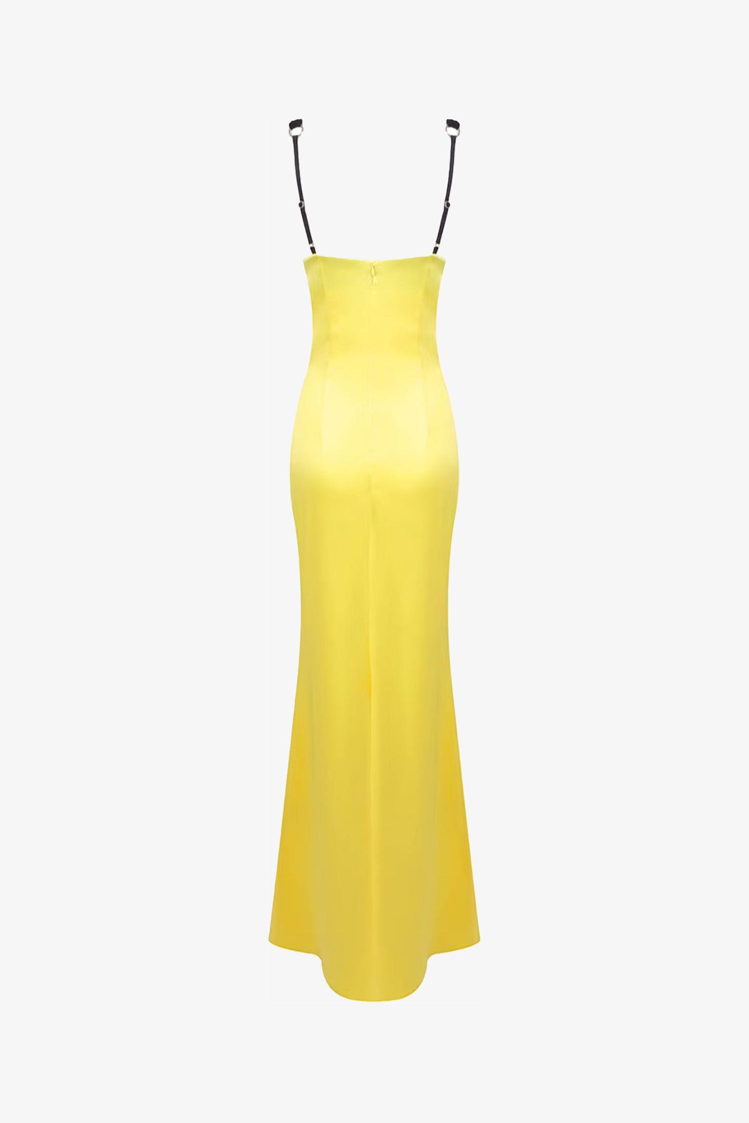 Yellow Satin And Velvet Bralette Sleeveless Mermaid Dress